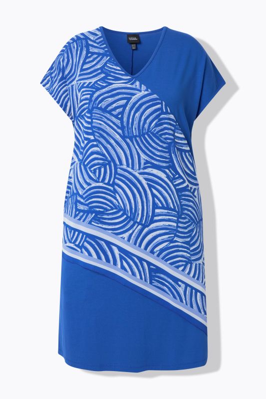 Wave Print Chiffon Panel Dress