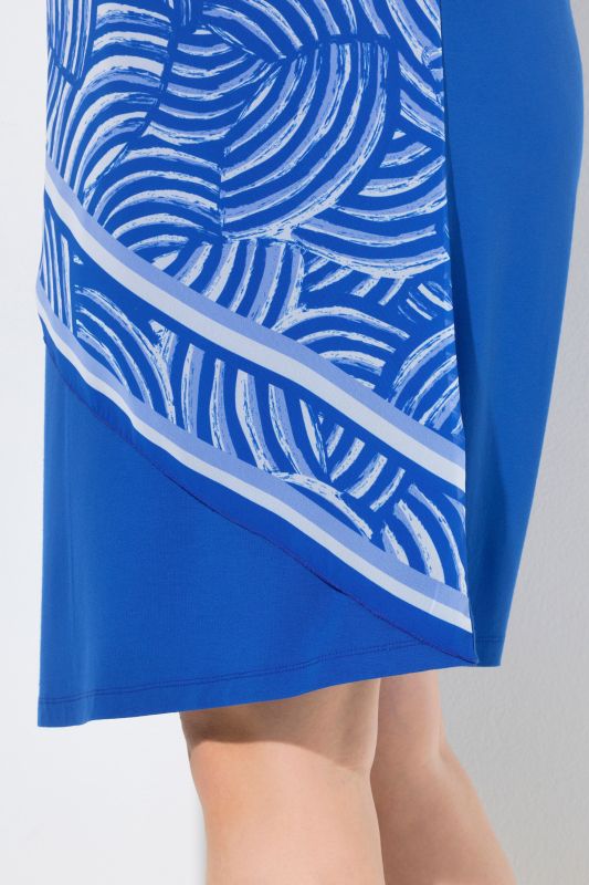 Wave Print Chiffon Panel Dress