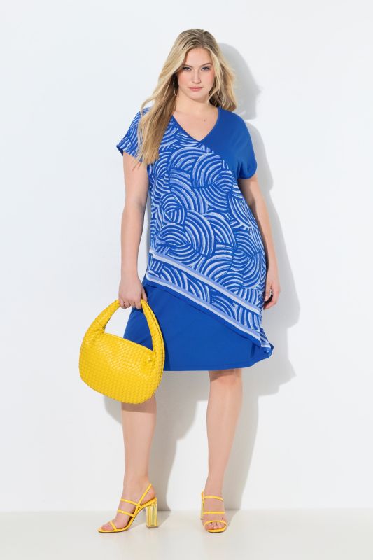 Wave Print Chiffon Panel Dress