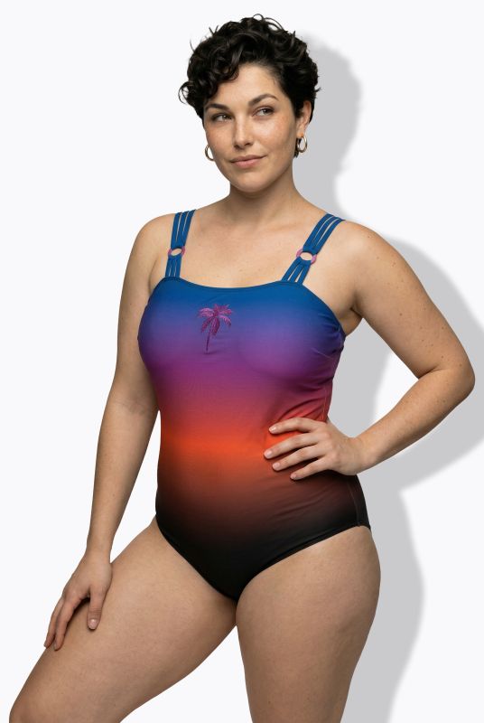 Sunset Gradient Split Strap Swimsuit