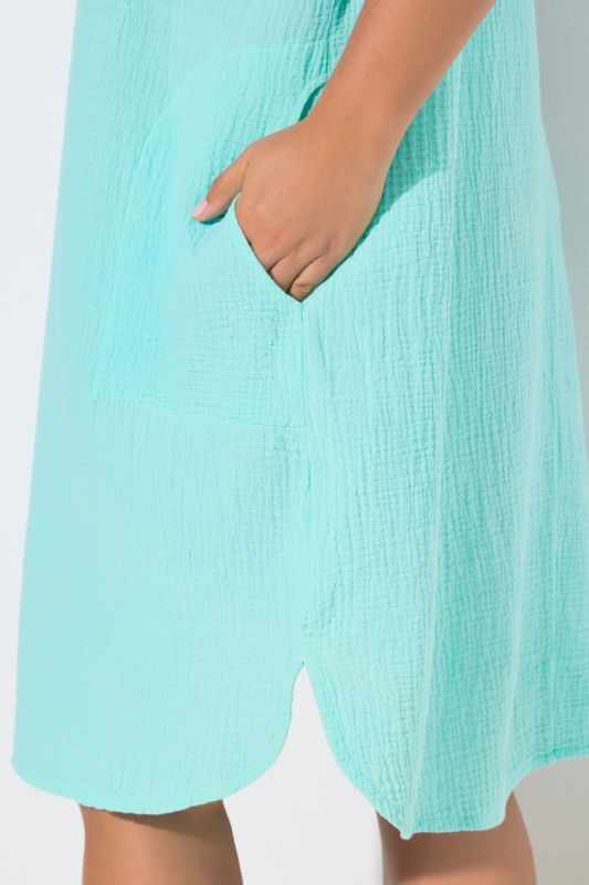 Contrast Stitch Hooded Muslin Dress
