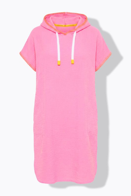 Contrast Stitch Hooded Muslin Dress