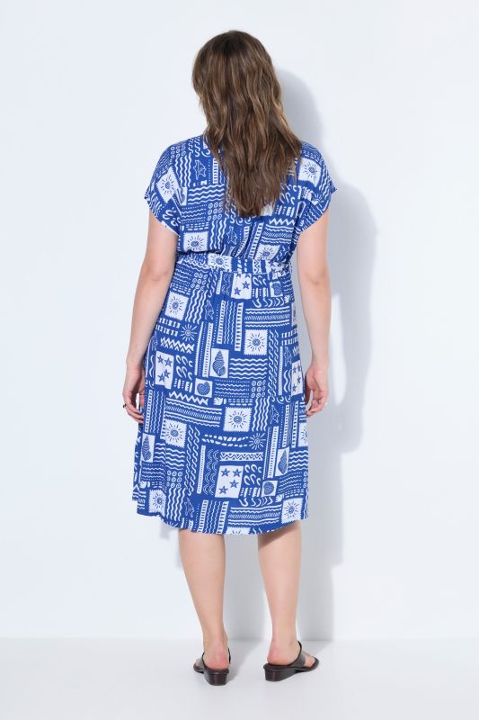 Tile Print Button-Down Dress