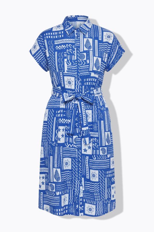 Tile Print Button-Down Dress