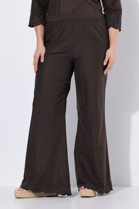 Eco Cotton Eyelet Embroidery Palazzo Pants