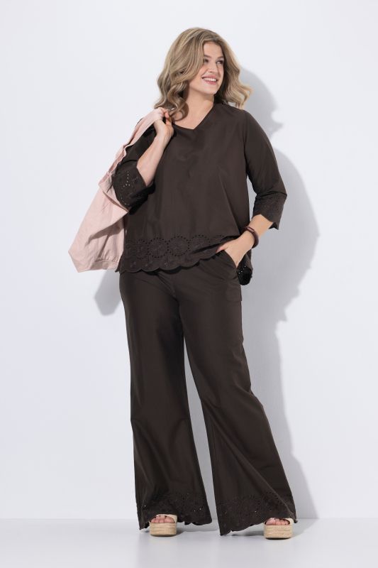 Eco Cotton Eyelet Embroidery Palazzo Pants