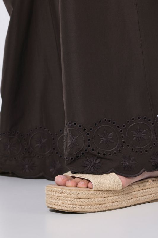Eco Cotton Eyelet Embroidery Palazzo Pants
