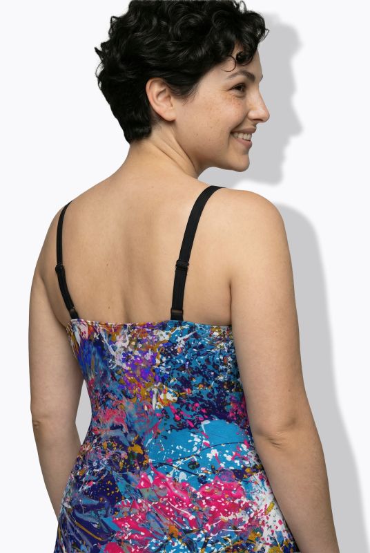 Sparkling Abstract Print Wrap-Look Swimsuit