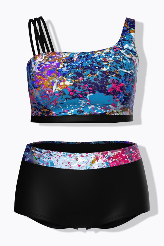 Sparkling Abstract Print Bikini Set