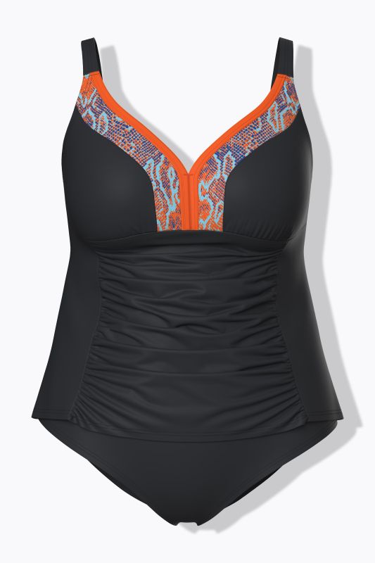 Snake Print Detail Ruched Tankini Set