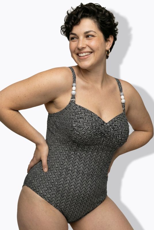 Directional Zigzag Print Swimsuit
