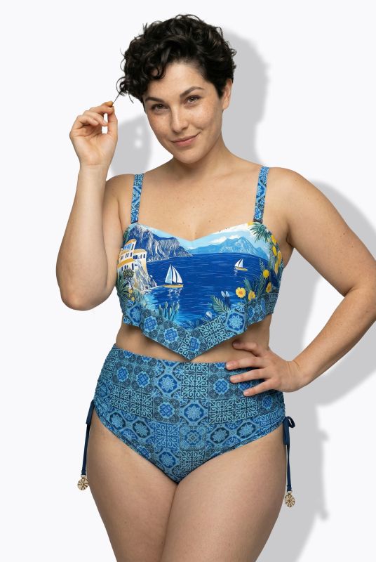 Coastal Landscape Pointed Hem Bikini Set