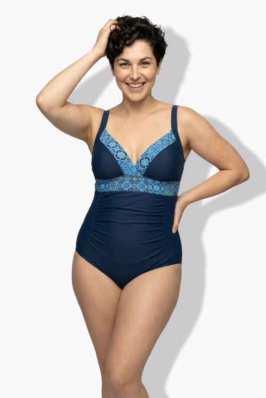 Tile Print Detail Swimsuit