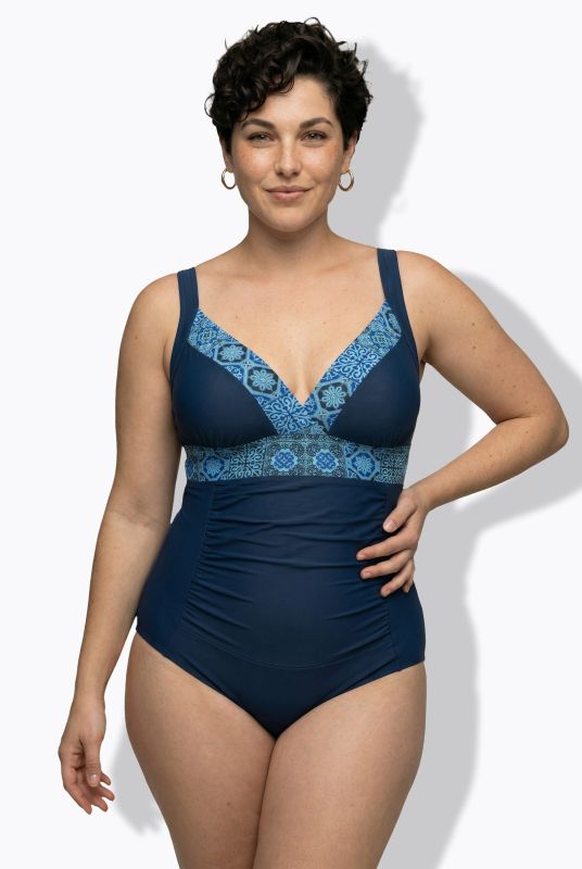 Tile Print Detail Swimsuit
