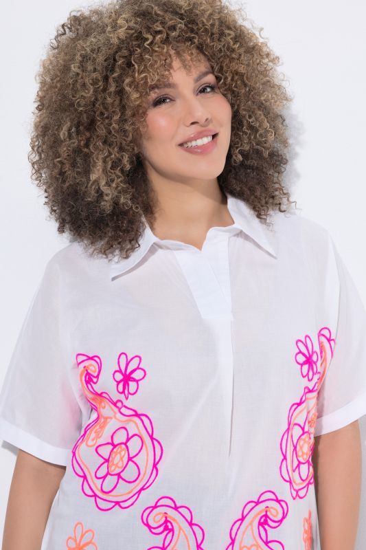 Paisley Embroidered Short Sleeve Blouse