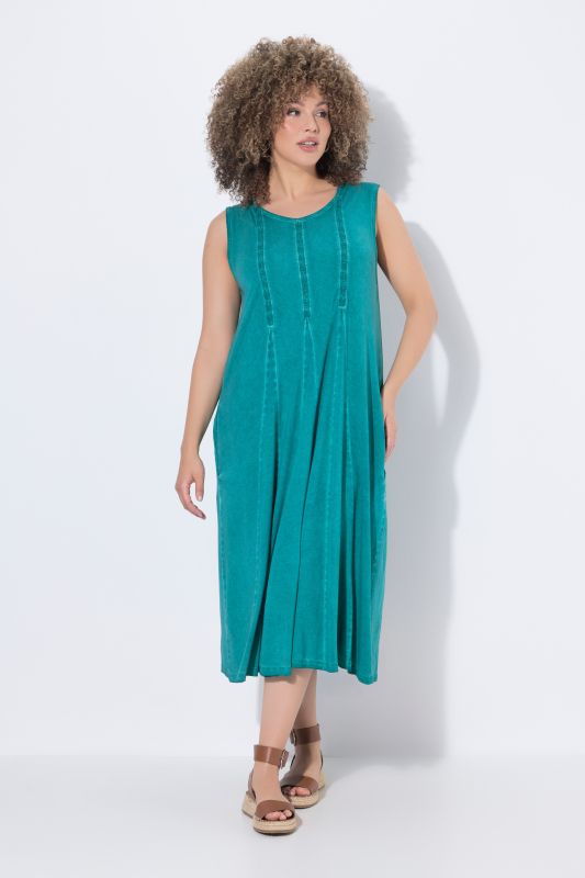 Cold Dyed Sleeveless Godet Pleated Dress