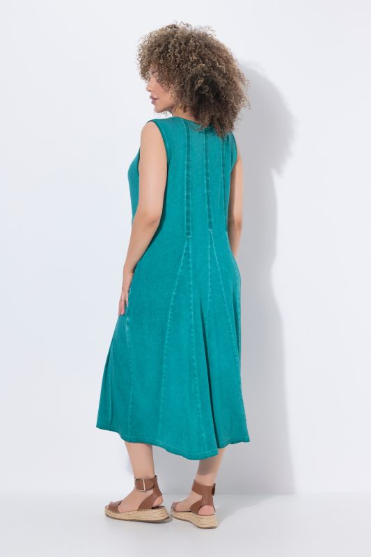Cold Dyed Sleeveless Godet Pleated Dress