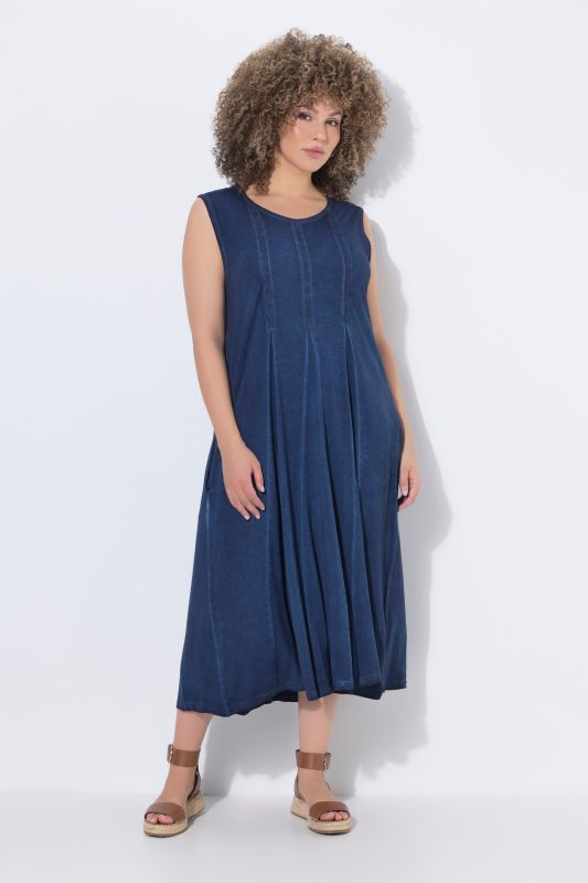 Cold Dyed Sleeveless Godet Pleated Dress