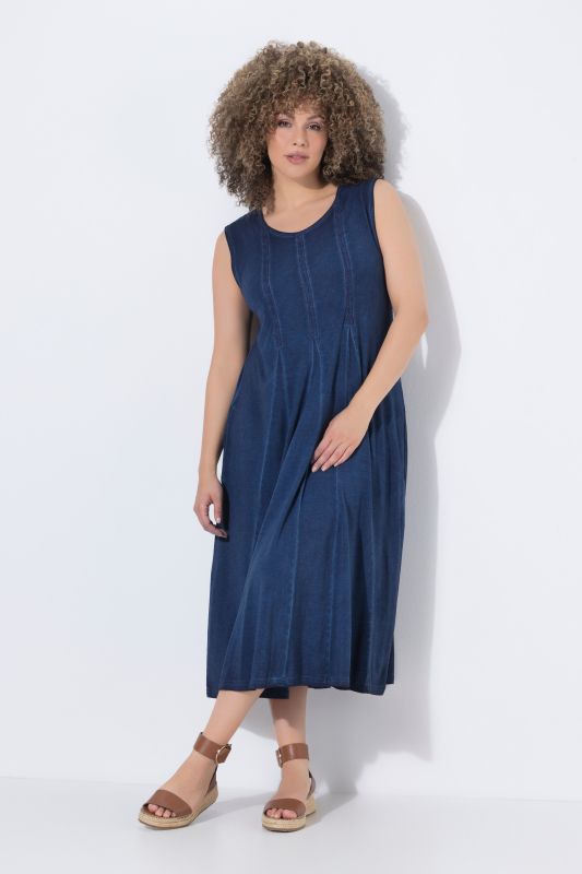 Cold Dyed Sleeveless Godet Pleated Dress