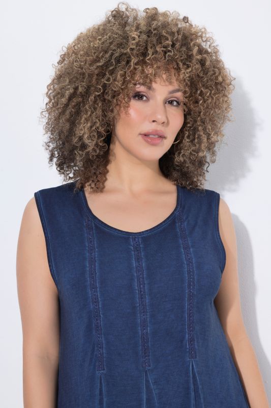 Cold Dyed Sleeveless Godet Pleated Dress