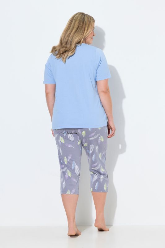 Feather Print Capri Pajama Set