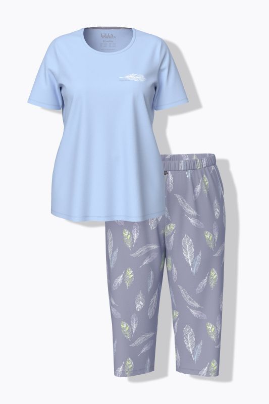 Feather Print Capri Pajama Set