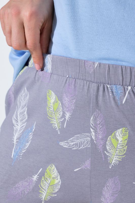Feather Print Capri Pajama Set