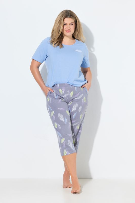 Feather Print Capri Pajama Set