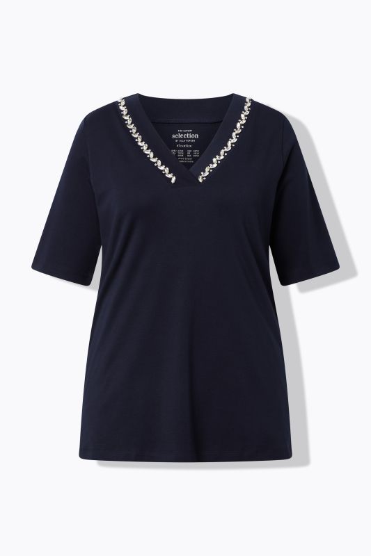 Rhinestone Neckline Pima Cotton Tee