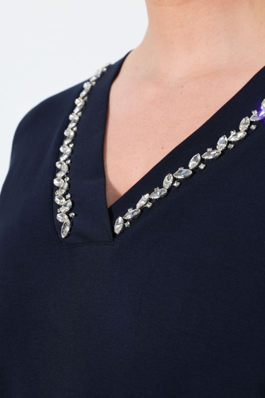 Rhinestone Neckline Pima Cotton Tee