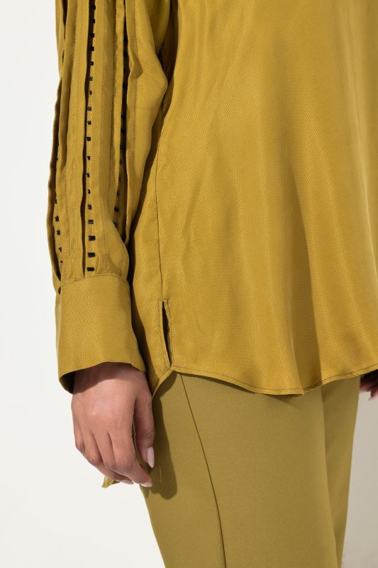 Beaded Cupro Blend Long Sleeve Blouse