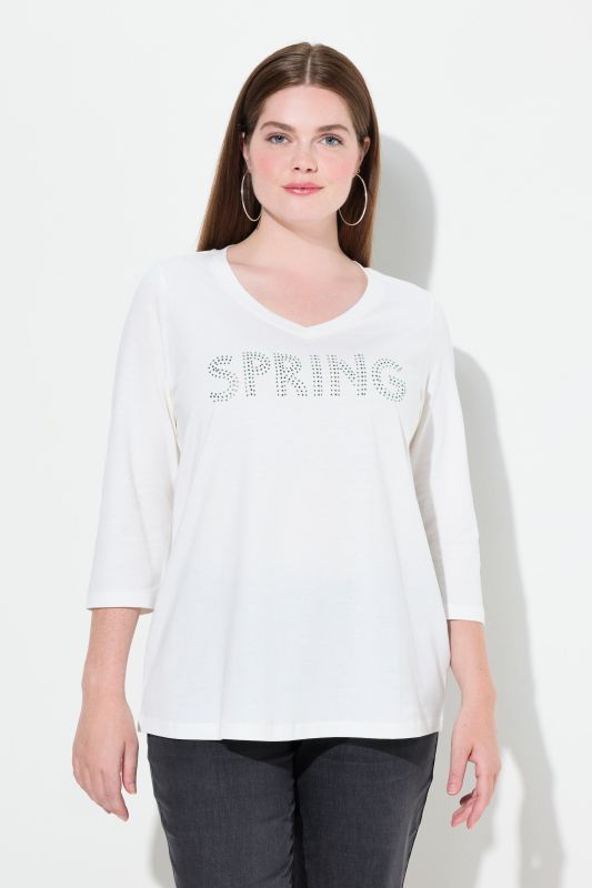Тениска с бляскав надпис SPRING