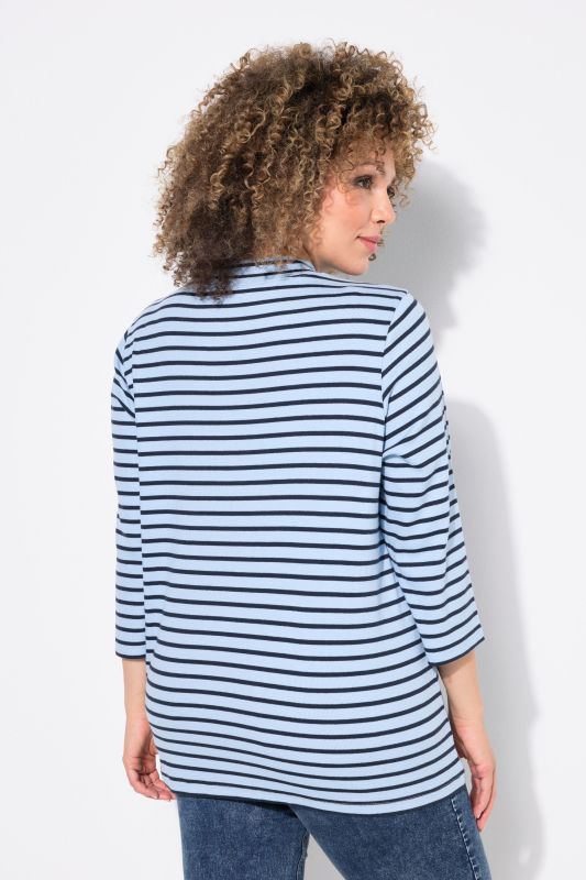 Striped 3/4 Sleeve Turtleneck Tee