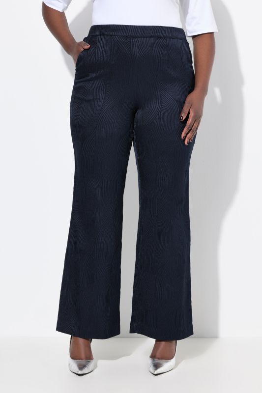 Textured Wide-Leg Pull-On Pants