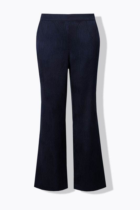 Textured Wide-Leg Pull-On Pants