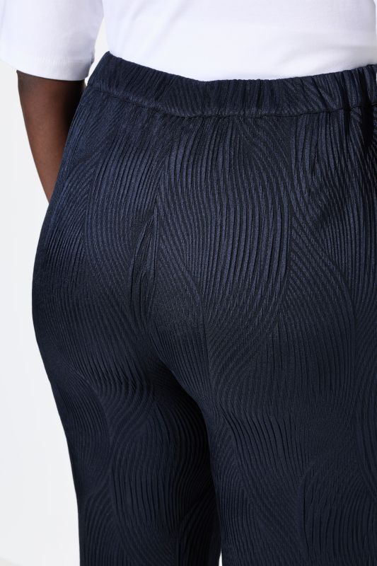 Textured Wide-Leg Pull-On Pants