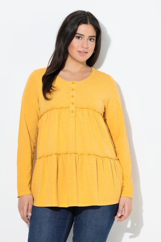 Ruffled Flounce Panel Long Sleeve Tee