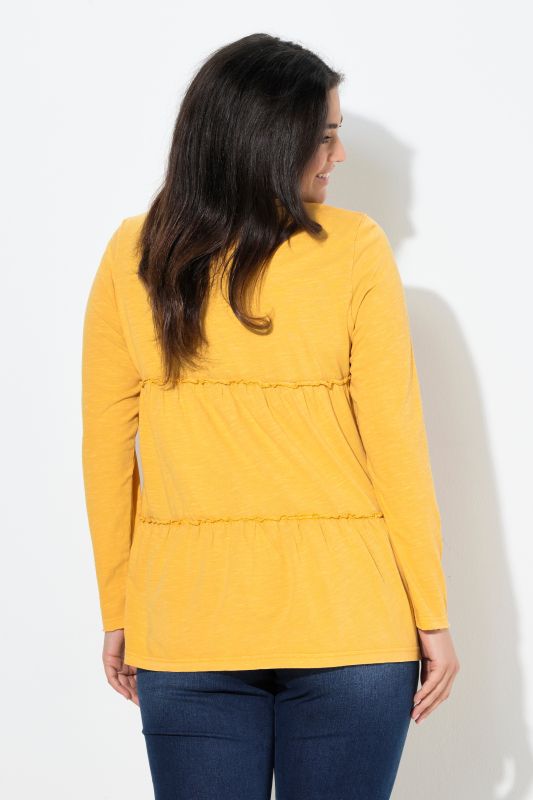 Ruffled Flounce Panel Long Sleeve Tee
