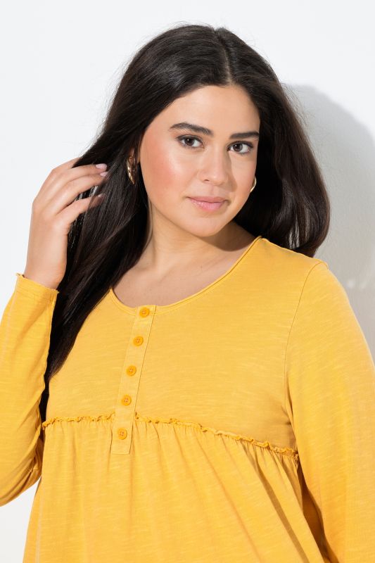 Ruffled Flounce Panel Long Sleeve Tee