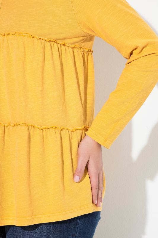 Ruffled Flounce Panel Long Sleeve Tee