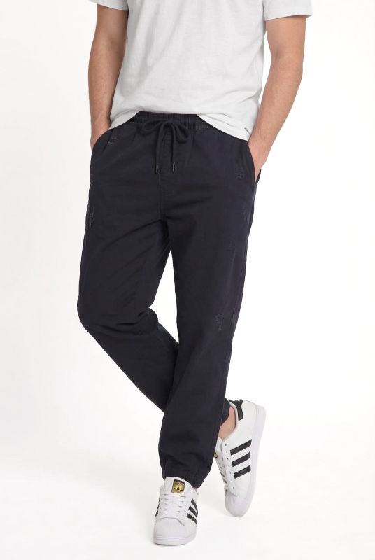 Linen-effect trousers