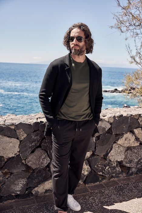 Linen-effect trousers