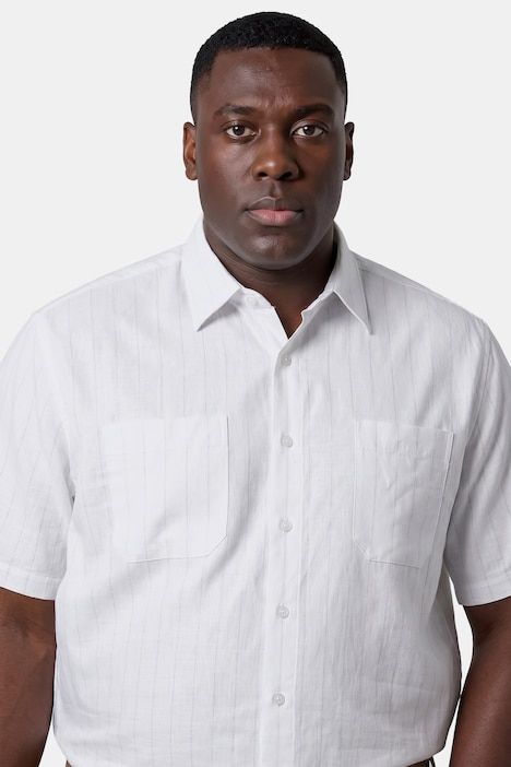 STHUGE linen-blend striped shirt
