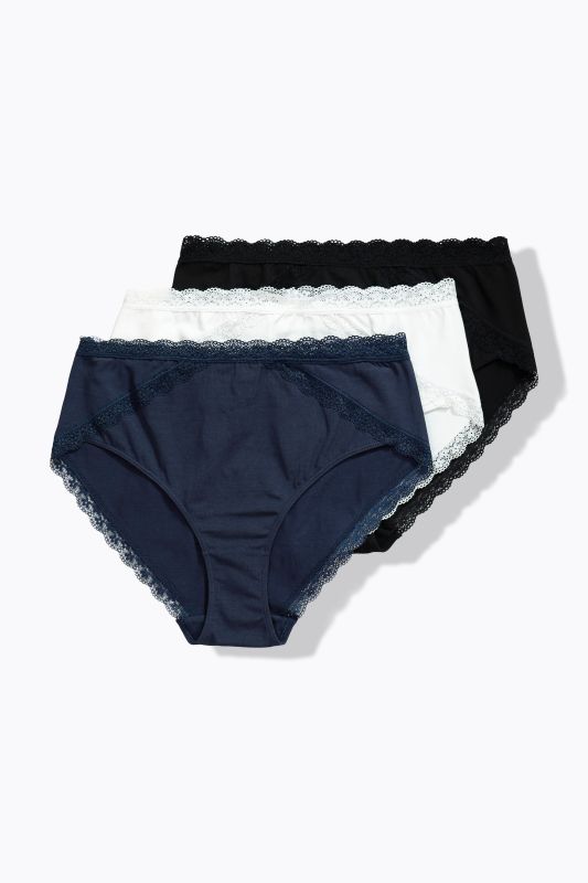 Midi briefs, 3-pack, lace trim