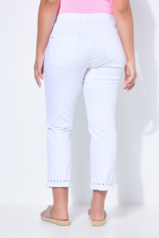 Openwork Trim Denim Capris