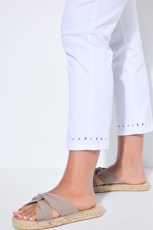 Openwork Trim Denim Capris