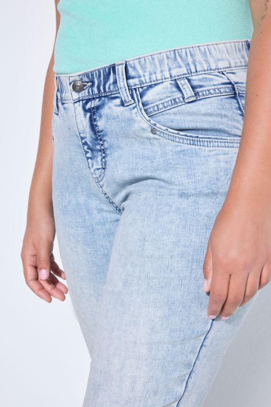 Openwork Trim Denim Capris