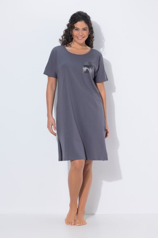 Satin Pocket Short Sleeve Nightgown