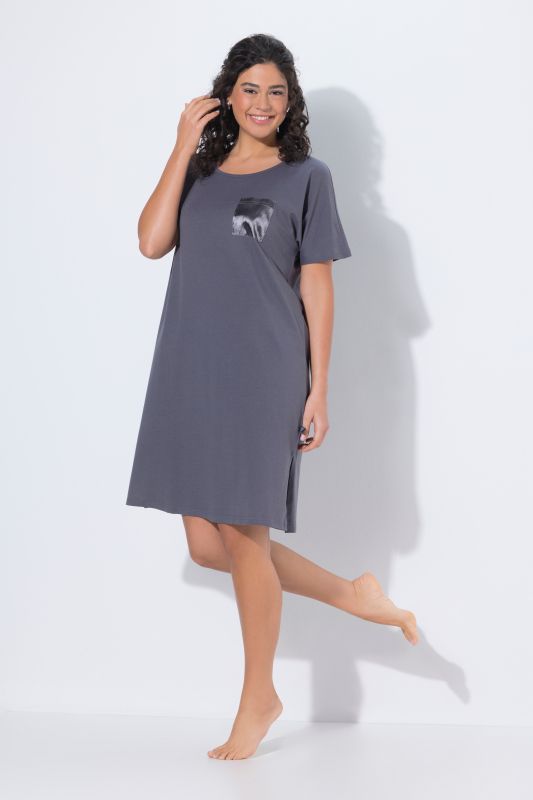 Satin Pocket Short Sleeve Nightgown