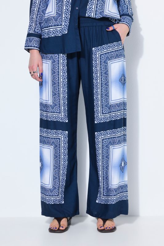 Scarf Print High Waist Wide Leg Pants